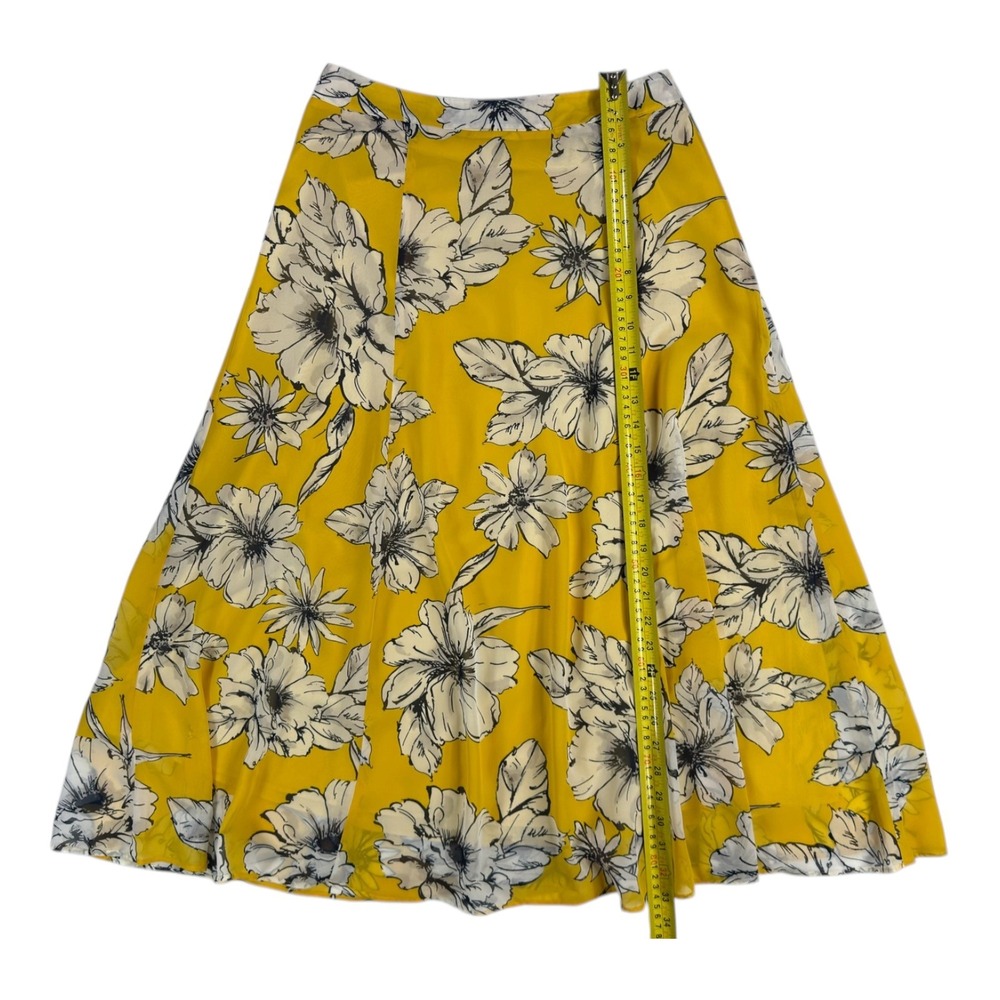 NWT Ann Taylor Factory Floral Midi Skirt 6P Yellow A-Line Flowy Summer Garden - Picture 6 of 10